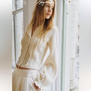 Sezane x SEA NY Aurelie Cardigan in Ecru